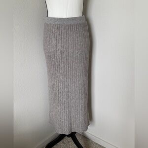 Zara Taupe Ribbed Maxi Skirt